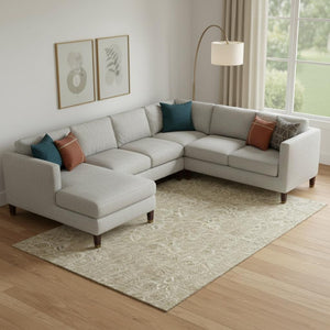 HomeRoots 10' X 14' Beige and Taupe Floral Area Rug - Washable, UV-Protected, Stain-Resistant for Busy Homes 655120