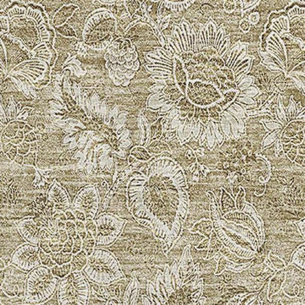HomeRoots 10' X 14' Beige and Taupe Floral Area Rug - Washable, UV-Protected, Stain-Resistant for Busy Homes 655120