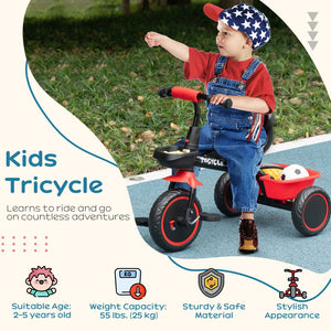 English Elm Qaba Toddler Steel Frame Tricycle with Bell Eva Wheels Ergonomic Seat Indoor Outdoor W2225P217781