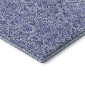 HomeRoots 5' X 8' Denim Blue & Ivory Floral Area Rug - Stylish, Washable, UV-Protected for Busy Homes! 655134
