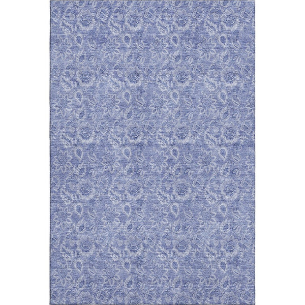 HomeRoots 8' X 10' Denim Blue & Ivory Floral Area Rug - Durable, UV-Protected, Easy-Care Design for Stylish Homes 655136