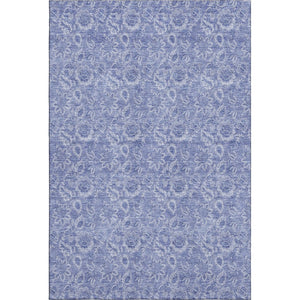 HomeRoots 10' X 14' Denim Blue Floral Area Rug - Washable, UV Protected & Stain Resistant for Busy Homes 655138