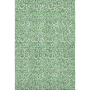 HomeRoots 5' X 8' Green And Ivory Floral Area Rug - Durable, Washable Design with UV Protection for Homes 655140
