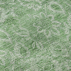HomeRoots 8' Green and Ivory Floral Round Rug - Washable, UV Protected, Stain-Resistant, Perfect for Homes! 655141