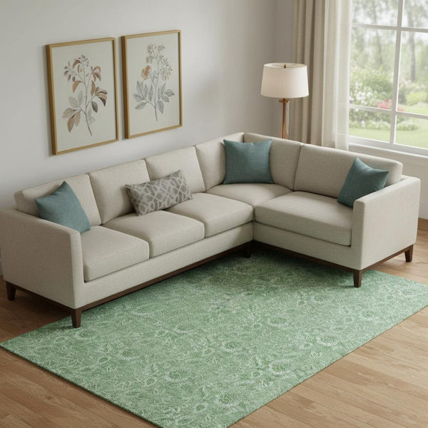 HomeRoots 8' X 10' Green and Ivory Floral Area Rug - Durable, Washable, UV Protected for Busy Homes & Style 655142