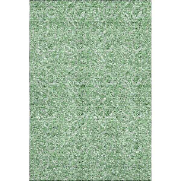 HomeRoots 9' X 12' Green Ivory Floral Area Rug – Washable, UV Protected, Durable Design for Stylish Spaces 655143