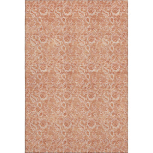 HomeRoots 9' X 12' Salmon Floral Area Rug - Washable, UV Protected & Stain-Resistant for Family Living Spaces 655149