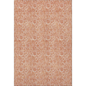 HomeRoots 10' X 14' Salmon Floral Washable Area Rug - UV Protected, Durable, Stain-Resistant, Ideal for Homes 655150
