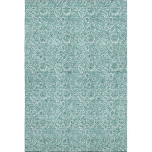 HomeRoots 8' X 10' Teal & Ivory Floral Area Rug - Washable, Stain-Resistant, UV-Protected for Busy Homes 655154