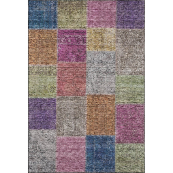HomeRoots 8' X 10' Vibrant Copper Blue & Purple Patchwork Area Rug - Washable, UV-Protected & Stain-Resistant! 655160