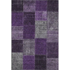 HomeRoots 5' X 8' Washable Eggplant Gray & Purple Patchwork Area Rug with UV Protection for Stylish Durability 655164
