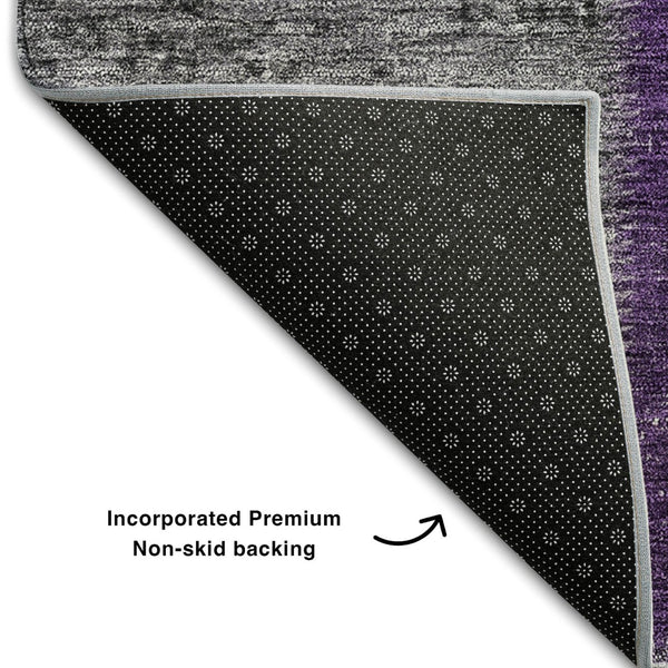 HomeRoots 5' X 8' Washable Eggplant Gray & Purple Patchwork Area Rug with UV Protection for Stylish Durability 655164