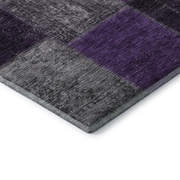 HomeRoots 5' X 8' Washable Eggplant Gray & Purple Patchwork Area Rug with UV Protection for Stylish Durability 655164