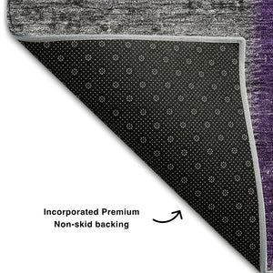 HomeRoots 9' X 12' Eggplant Gray & Purple Patchwork Area Rug - Stain Resistant, UV Protected, Non-Slip Design 655167