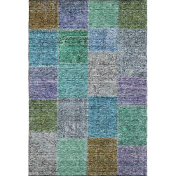HomeRoots 8' X 10' Vibrant Green, Blue & Purple Patchwork Washable Area Rug with UV Protection & Stain Resistance 655172