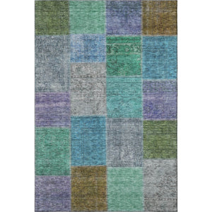 HomeRoots 8' X 10' Vibrant Green, Blue & Purple Patchwork Washable Area Rug with UV Protection & Stain Resistance 655172