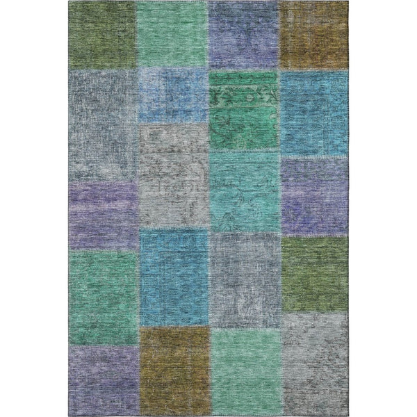 HomeRoots 8' X 10' Vibrant Green, Blue & Purple Patchwork Washable Area Rug with UV Protection & Stain Resistance 655172