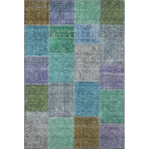 HomeRoots 10' X 14' Vibrant Green, Blue & Purple Patchwork Washable Area Rug with UV Protection & Stain Resistance 655174