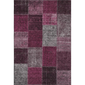 HomeRoots 5' X 8' Merlot Gray & Burgundy Patchwork Area Rug - Durable, Stain-Resistant, UV Protected Elegance 655176