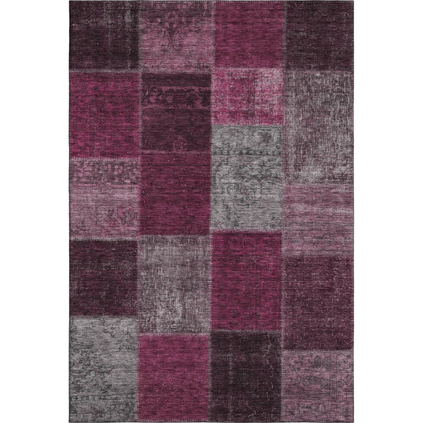 HomeRoots 5' X 8' Merlot Gray & Burgundy Patchwork Area Rug - Durable, Stain-Resistant, UV Protected Elegance 655176