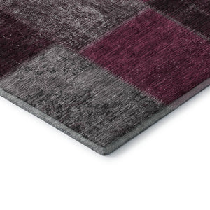 HomeRoots 5' X 8' Merlot Gray & Burgundy Patchwork Area Rug - Durable, Stain-Resistant, UV Protected Elegance 655176