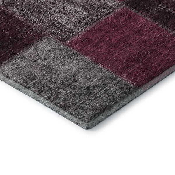 HomeRoots 5' X 8' Merlot Gray & Burgundy Patchwork Area Rug - Durable, Stain-Resistant, UV Protected Elegance 655176