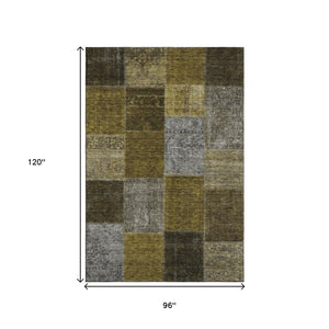 HomeRoots 8' X 10' Cozy Coffee Gold Taupe Patchwork Area Rug - Washable, UV Protected & Stain Resistant Design 655184