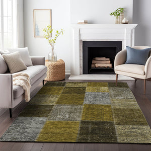 HomeRoots 8' X 10' Cozy Coffee Gold Taupe Patchwork Area Rug - Washable, UV Protected & Stain Resistant Design 655184