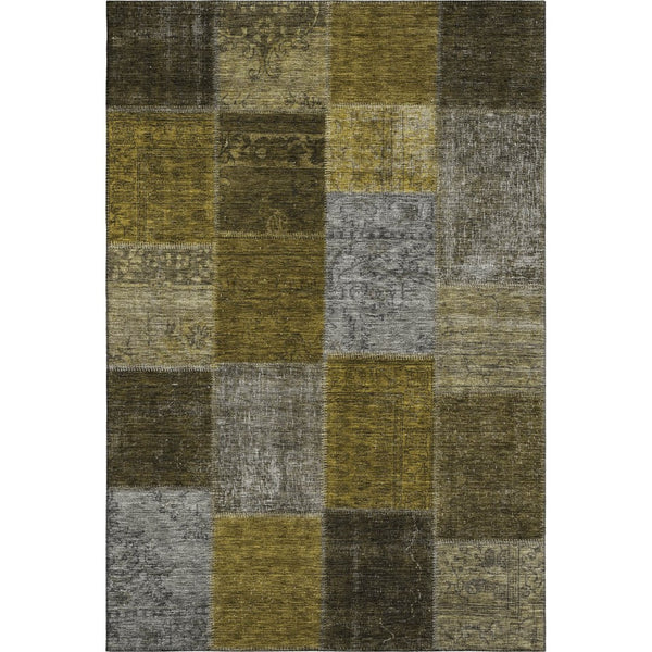HomeRoots 8' X 10' Cozy Coffee Gold Taupe Patchwork Area Rug - Washable, UV Protected & Stain Resistant Design 655184