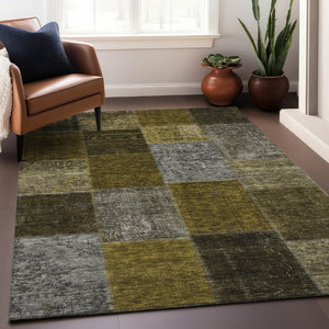 HomeRoots 8' X 10' Cozy Coffee Gold Taupe Patchwork Area Rug - Washable, UV Protected & Stain Resistant Design 655184