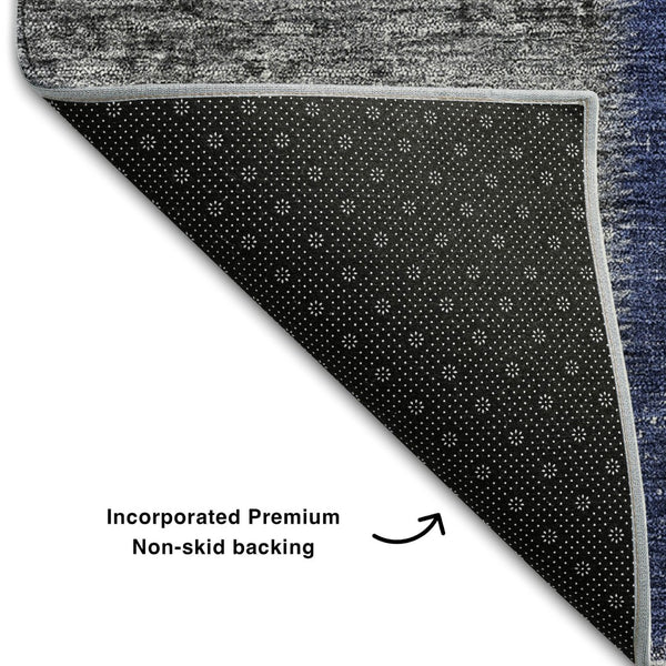 HomeRoots 9' X 12' Navy Blue & Gray Patchwork Area Rug – Durable, Washable, UV-Protected for Busy Homes 655191