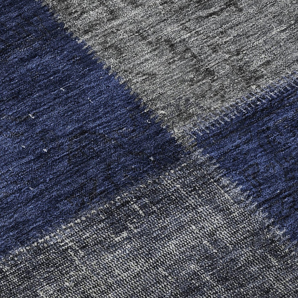 HomeRoots 9' X 12' Navy Blue & Gray Patchwork Area Rug – Durable, Washable, UV-Protected for Busy Homes 655191