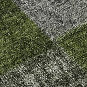 HomeRoots 10' Stylish Olive Green and Gray Patchwork Area Rug – Washable, UV-Resistant, Perfect for High-Traffic Spaces 655198