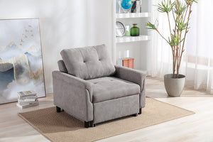 English Elm Francesca Woven Convertible Armchair Foam Pocket Coil Sleeper for Studio Spaces Gray B2749S00193