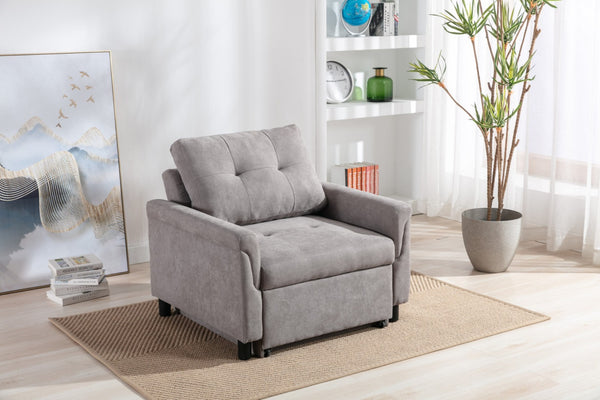 English Elm Francesca Woven Convertible Armchair Foam Pocket Coil Sleeper for Studio Spaces Gray B2749S00193