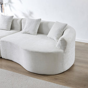 English Elm 111" L Shaped Cloud Sofa Plush Chenille Upholstered High Density Foam Apartment Living Room Beige W1669S00057