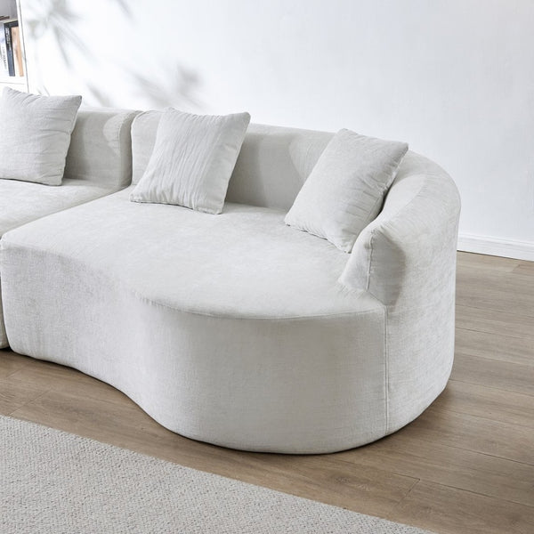 English Elm 111" L Shaped Cloud Sofa Plush Chenille Upholstered High Density Foam Apartment Living Room Beige W1669S00057