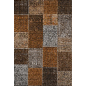 HomeRoots 5' X 8' Stylish Rust Brown and Gray Patchwork Area Rug with Stain Resistance and UV Protection 655200