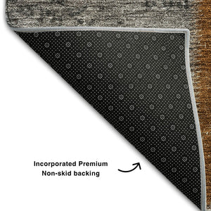HomeRoots 5' X 8' Stylish Rust Brown and Gray Patchwork Area Rug with Stain Resistance and UV Protection 655200