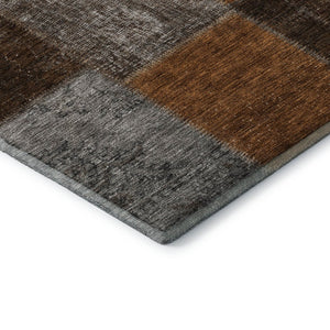 HomeRoots 5' X 8' Stylish Rust Brown and Gray Patchwork Area Rug with Stain Resistance and UV Protection 655200