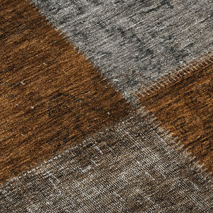 HomeRoots 5' X 8' Stylish Rust Brown and Gray Patchwork Area Rug with Stain Resistance and UV Protection 655200