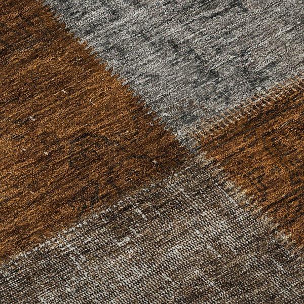 HomeRoots 5' X 8' Stylish Rust Brown and Gray Patchwork Area Rug with Stain Resistance and UV Protection 655200
