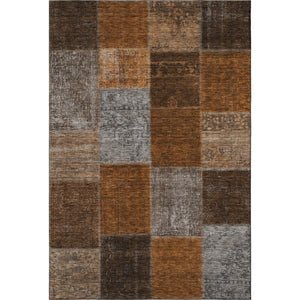 HomeRoots 10' X 14' Rust Brown & Gray Patchwork Area Rug - Stain Resistant, UV Protected, Easy Care & Stylish 655204