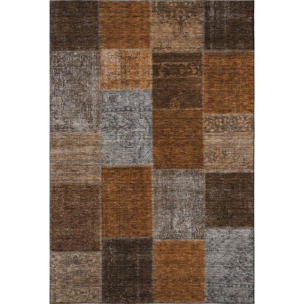 HomeRoots 10' X 14' Rust Brown & Gray Patchwork Area Rug - Stain Resistant, UV Protected, Easy Care & Stylish 655204