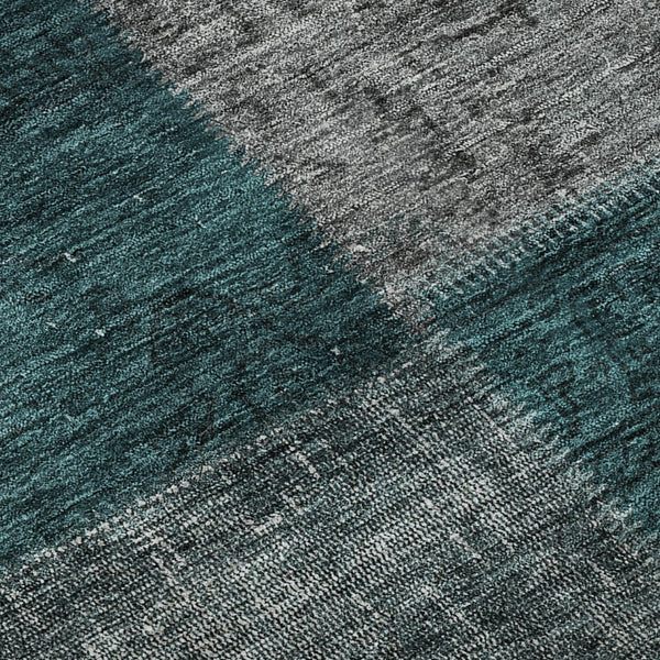 HomeRoots 5' X 8' Teal And Gray Washable Patchwork Area Rug - UV Protected, Stain-Resistant, Soft & Stylish! 655206