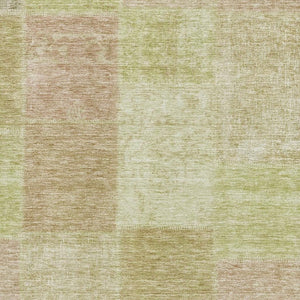 HomeRoots 5' Artichoke Green & Khaki Patchwork Area Rug - Washable, UV Protected, Durable for Busy Homes 655212