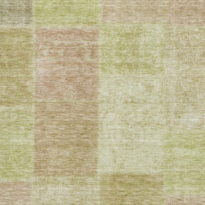 HomeRoots 5' Artichoke Green & Khaki Patchwork Area Rug - Washable, UV Protected, Durable for Busy Homes 655212