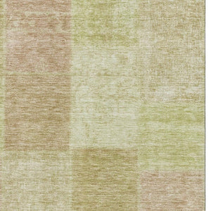 HomeRoots 5' Artichoke Green & Khaki Patchwork Area Rug - Washable, UV Protected, Durable for Busy Homes 655212
