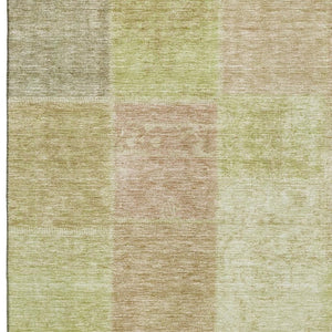 HomeRoots 8' X 10' Artichoke Green & Khaki Patchwork Rug - Stylish, Washable, UV-Protected for Everyday Use 655214