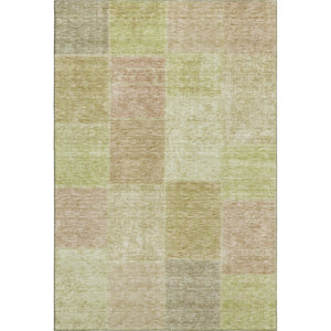 HomeRoots 8' X 10' Artichoke Green & Khaki Patchwork Rug - Stylish, Washable, UV-Protected for Everyday Use 655214